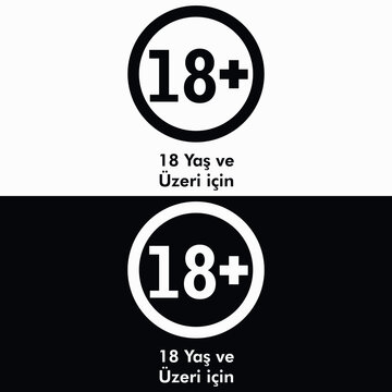 Eighteen plus age restriction symbol for adult content warning label used in media rating and legal compliance systems
