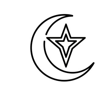 Crescent moon and star icon