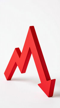 Red Downward Arrow: A stark red arrow descends sharply, symbolizing decline, loss, or a negative trend.