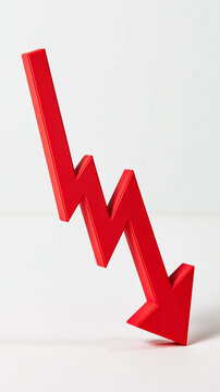 Red Downward Trend Arrow: A stark red arrow sharply declines, symbolizing a significant downturn or loss, rendered in a clean, modern style.