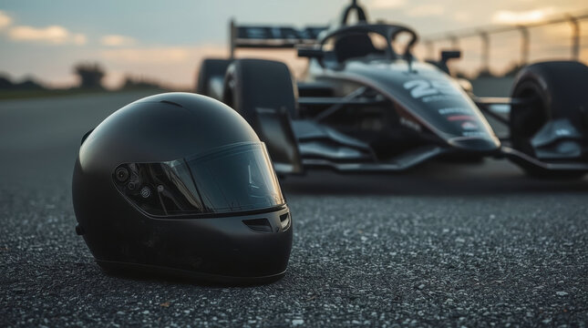 Matte racing helmet fresh asphalt open wheel race car
