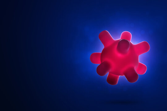 Pink virus cell on blue background
