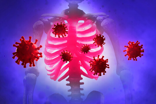 Red virus infection in human chest