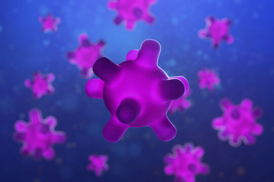 Virus cells spreading on blue background