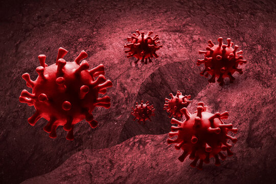 Red virus cells spreading inside human body