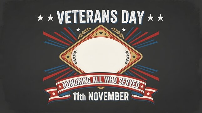 Honoring veterans day with a patriotic illuminated marquee and starburst background