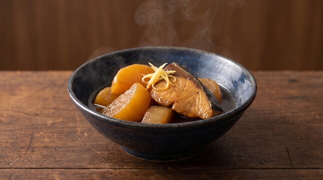 Simmered yellowtail and daikon