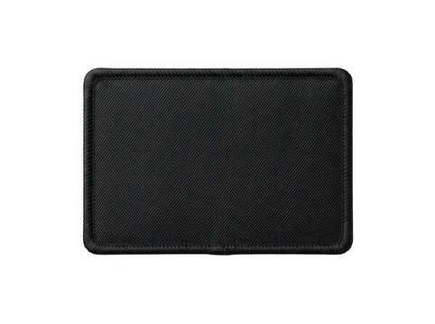 Black rectangular fabric patch with embroidered texture