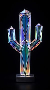 Abstract Neon Geometric Cactus
