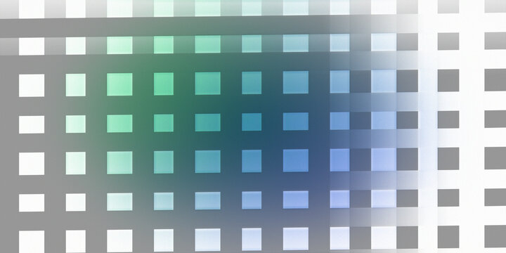 Geometric gray grid with blue and green color wash effect overlay.