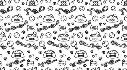 Obraz premium Doodle Monochrome Pet Care and Accessories 