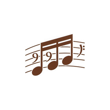 A brown musical eighth note on a staff