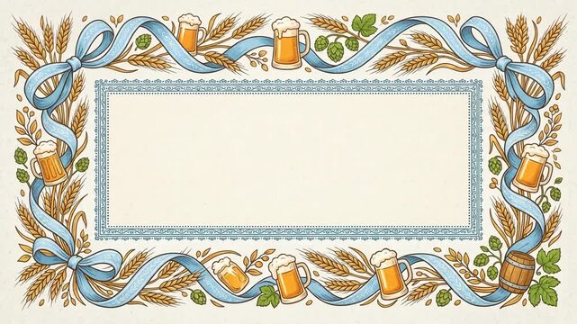 Animation of the appearance of a decorative frame with beer elements