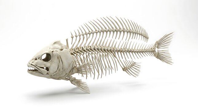 Fish skeleton anatomy showing bones and teeth