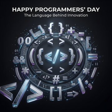 Happy Programmers' Day Poster Celebrating Coding, Programming and Software Development