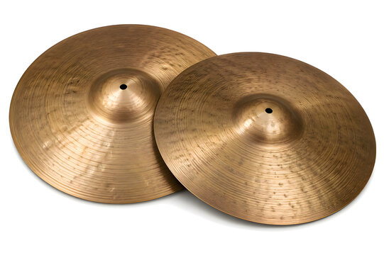 Bronze Cymbals Isolated on White Background Musical Instrument Percussion and Music Concept