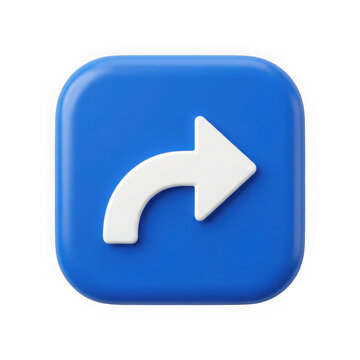 3D Blue Share Icon Button with Curved Arrow Symbol for Social Media and Digital Interface
