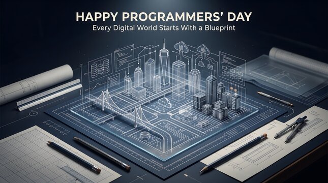 Happy Programmers' Day Poster Celebrating Coding, Programming and Software Development