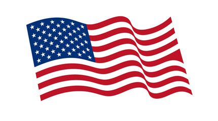 Fototapeta premium A waving American flag isolated on a white background.