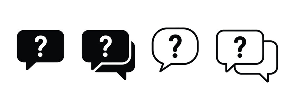 question mark and answer icon collection, bubble faq symbols for customer support, information and communication vector design