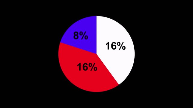 Simple Pie Chart Displaying Small Percentage Values With Red Blue And White Segments On Black Background.