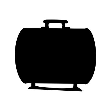 Black suitcase with handle silhouette - Minimalist black suitcase silhouette featuring a top handle, ideal for travel or luggage-related designs and icons.