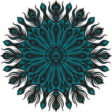 Zebra pattern tribal ornament circle design with green and black colors