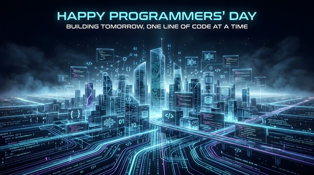 Happy Programmers' Day Poster Celebrating Coding, Programming and Software Development