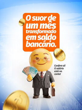 Saldo Banc&aacute;rio e Sal&aacute;rio 3D Post Card Insta Template Banner