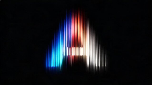 Glowing Abstract Letter A With Colorful Light Streaks on Black Background