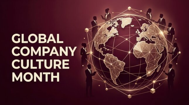 Global company culture month illustration with earth globe