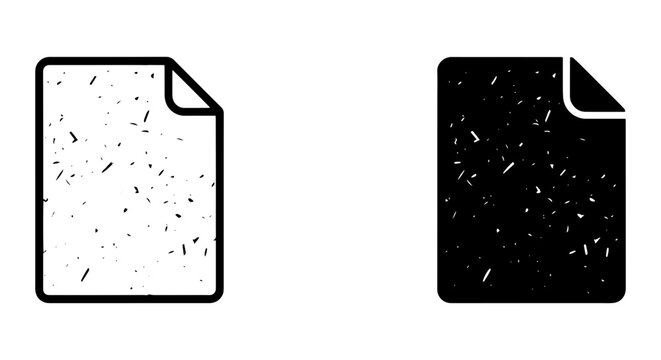 Paper Document Icons, Grunge Texture, Blank Page Graphics, Vector Set