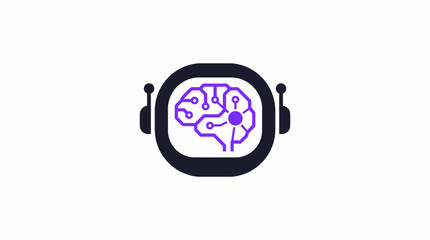 Fototapeta premium AI Agent Robot Head Flat Vector Icon — Artificial Intelligence Assistant Symbol