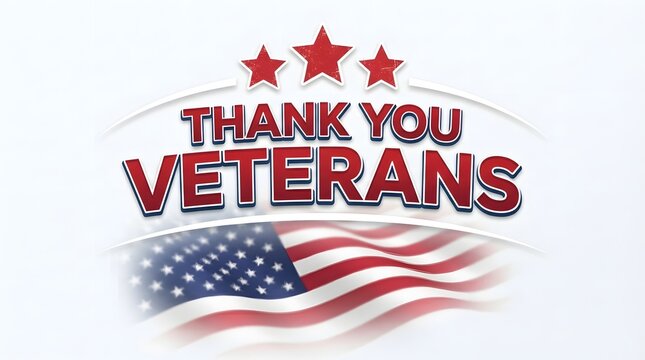 Thank you veterans patriotic message with stars and stripes american flag background