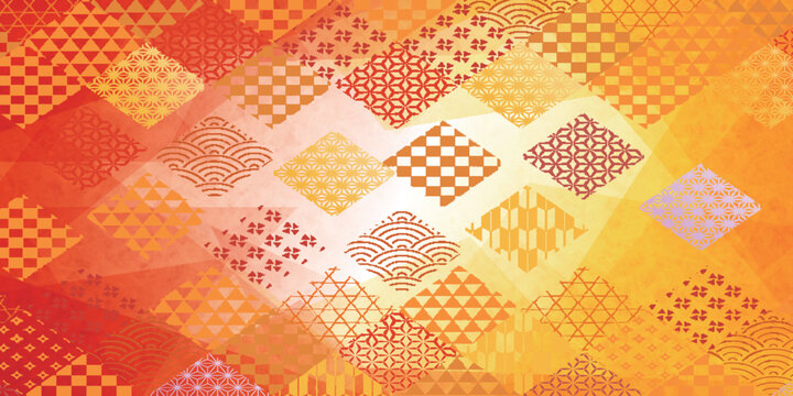 Elegant Japanese traditional pattern background in warm gradient colors