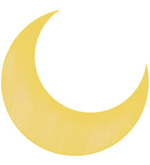 Minimal yellow crescent moon icon isolated on white background © Chanom