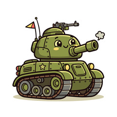 Naklejka premium cute cartoon tank vector illustration