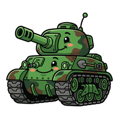 Naklejka premium cute cartoon tank vector illustration