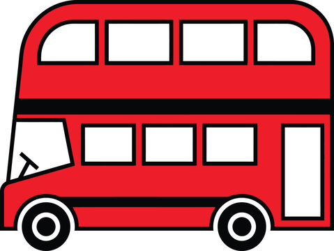 Classic red double decker bus public transport vector illustration with city vehicle
