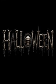 Spooky halloween word typography made of textured bones and skull on black background with halloween text skeleton font horror design gothic lettering scary art creepy style skeleton halloween