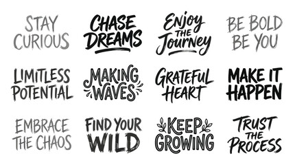 Obraz premium Set of handlettered inspirational and motivational quotes