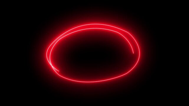Glowing neon Circle marker with drawing, red marker pen style, doodle red circle marker and underline stroke, Red Circle 4k animation black background.