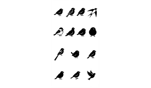 Untitled Small Bird Silhouette Vector Icons, Minimal Black Flat Wildlife Collection - 1