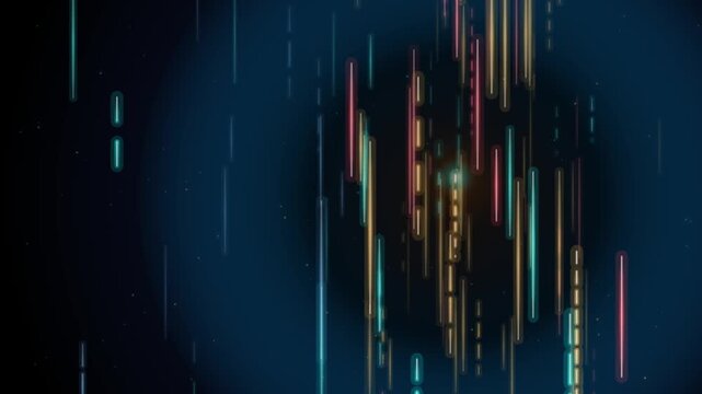 Abstract digital data matrix with light rays