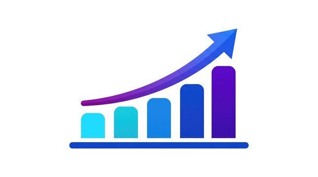 Growth chart with rising arrow indicating success and positive business trends