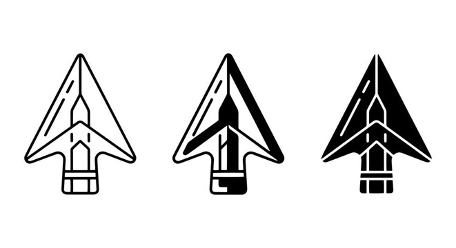 Arrowhead Icons, Primitive Weapon Symbols, Ancient Hunting Tools, Vector Graphics