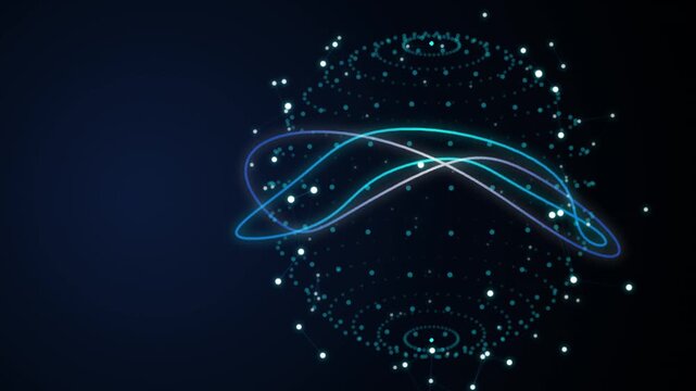 Neural network brain waves with futuristic dots