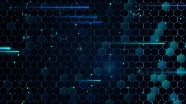 Dark Blue Hexagon Grid Technology Network Data Background

