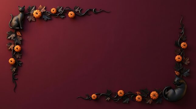 Autumn harvest arrangement of pumpkins gourds and fall leaves on beige background
