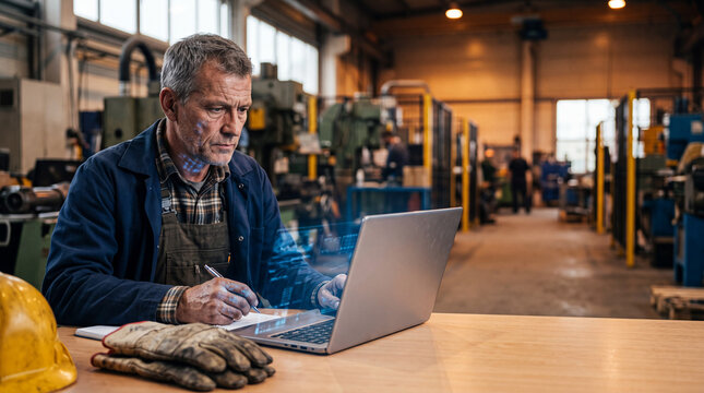 Industrial Worker Learning New Digital Skills for AI Driven Workplace